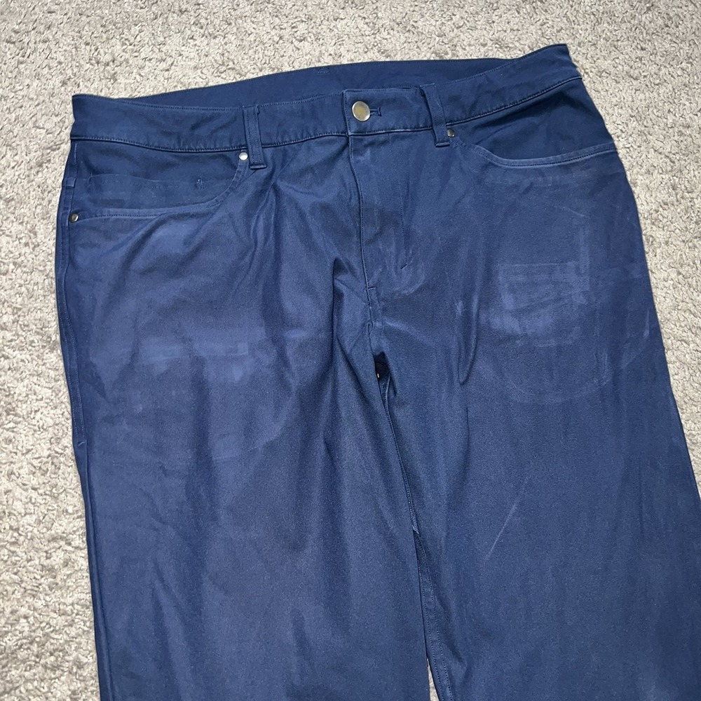 Lululemon Commission Slim-Fit Pant Mens 34 Warpstreme Trousers Performance Navy